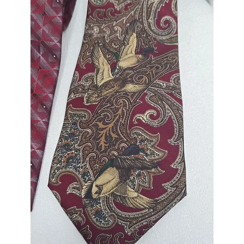 Lot of 6 Vintage Ties Designer Neckties Burgandy Collection Mallard Paisley Silk